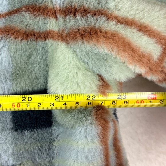 Vici Yosemite Adventures Plaid Teddy Jacket Sage Faux Fur Snap Front Large - Picture 6 of 12